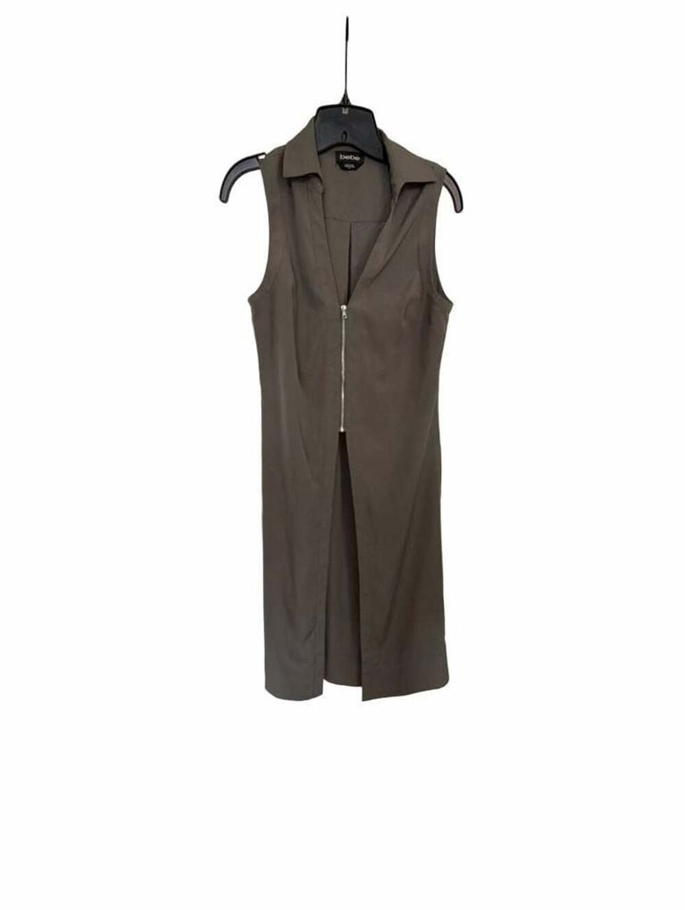 bebe olive green dress | Dresses | Bebe Sleeveless Zipfront Collared Midi mable